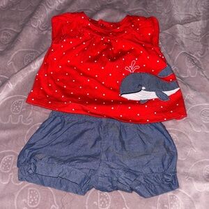 Red Whale Print Kids Matching Set